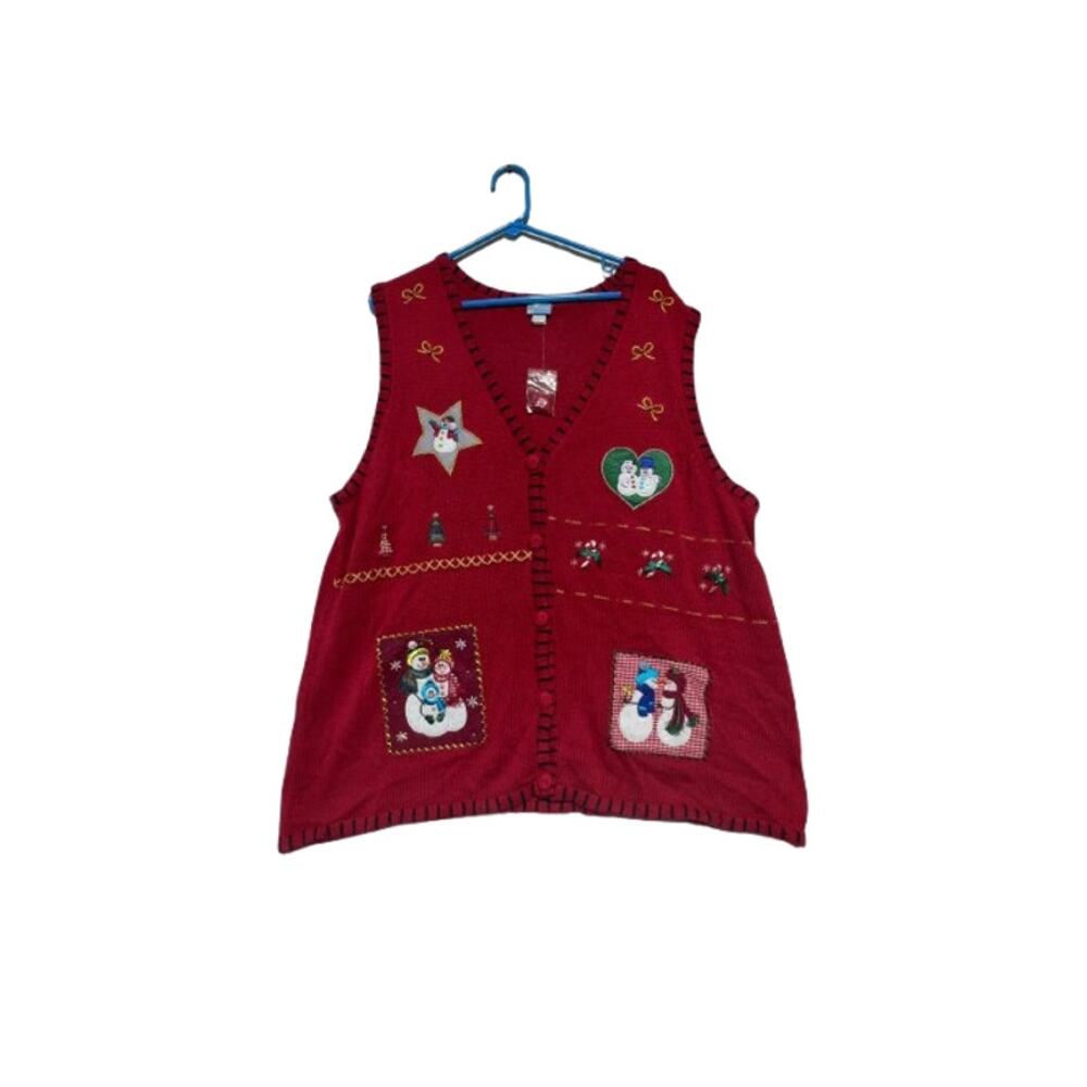 Holiday Editions Snowman Red Vest "Ugly Christmas Sweater" Size 2X